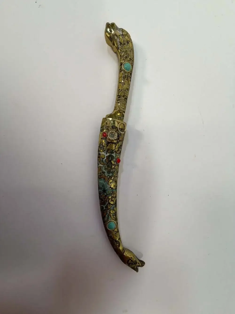 Vintage Ornate Brass Letter Opener with Scabbard Marked Turkey